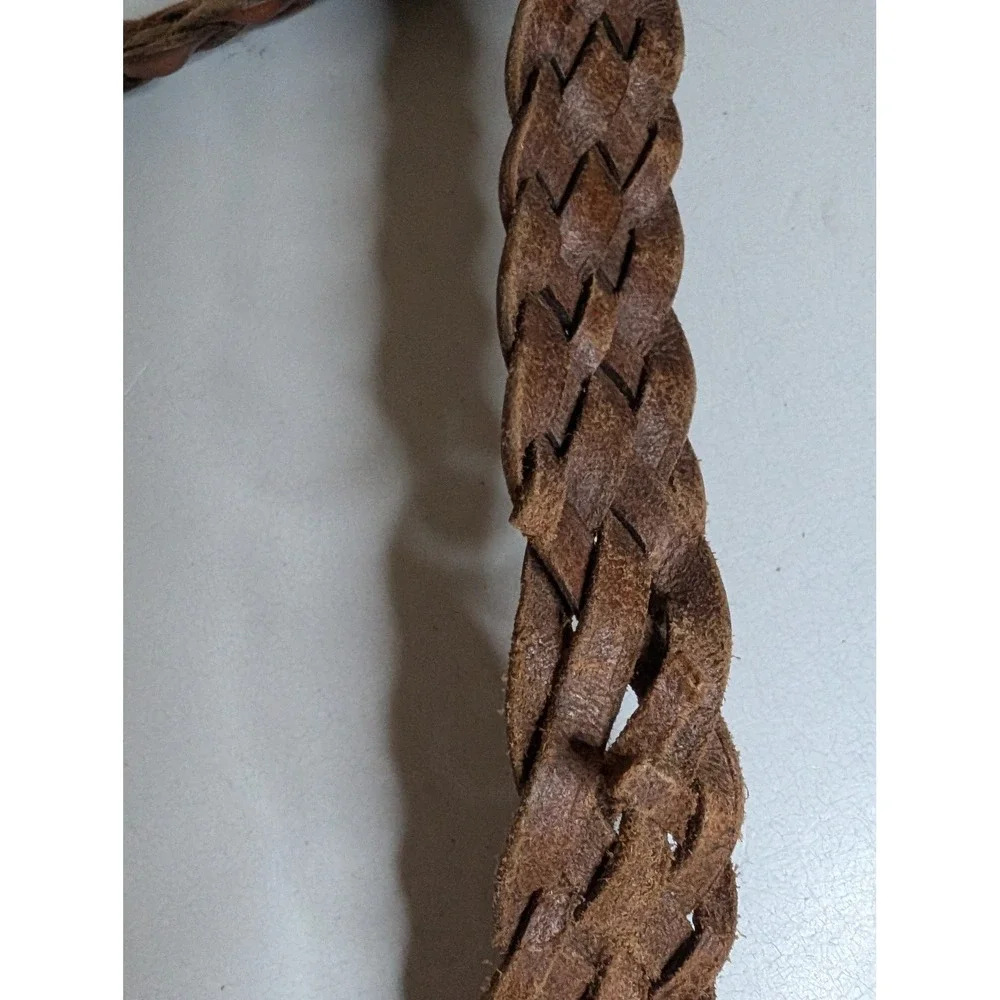 Polo Ralph Lauren Mens Braided Leather Belt Brown 40 Argentina Brass Buckle